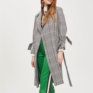 Top Shop Check Belted Trench Coat